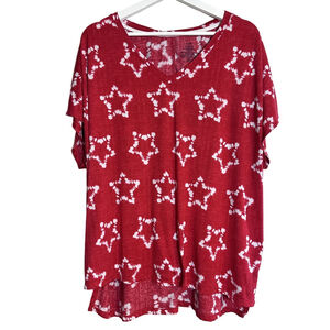 Secrete‎ Treasures Women’s T-Shirt Red White Star Print Size 2X